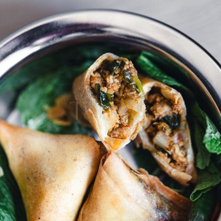 Savor our chicken samosa
